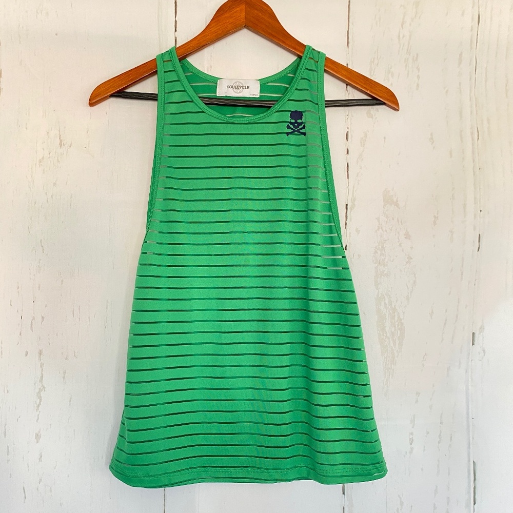 SOULCYCLE Kelly Green Skull Tank Top Find Your Soul Racerback Extra Small XS